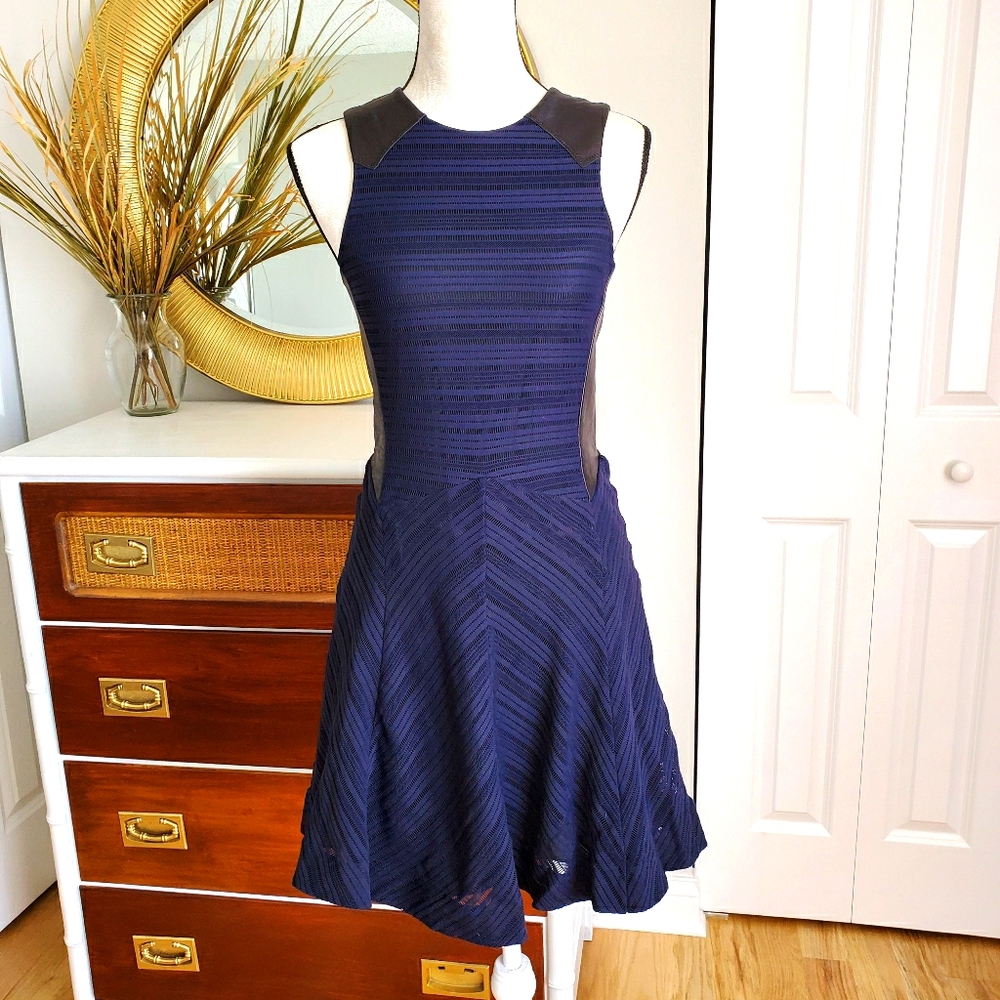 Rag & bone caviar crete tank skater navy blue dres